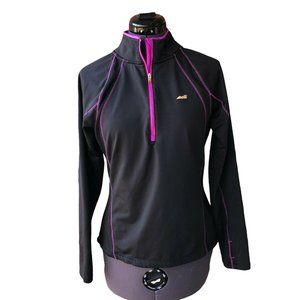 Avia 1/2-Zip Long-Sleeve Athletic Top Black Sz. M